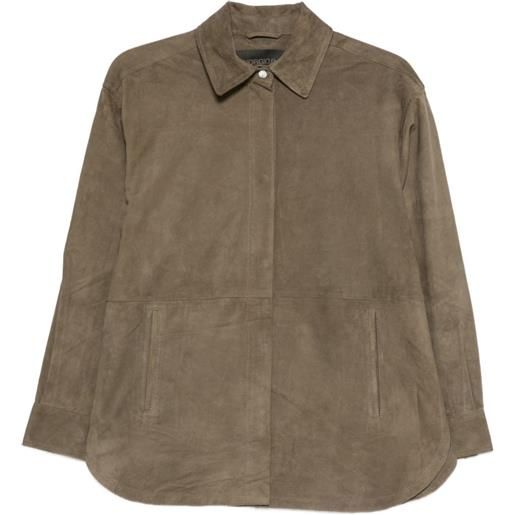 Giorgio Brato camicia in pelle scamosciata - marrone