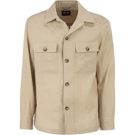 BOSS giacca-camicia taglio comodo - toni neutri