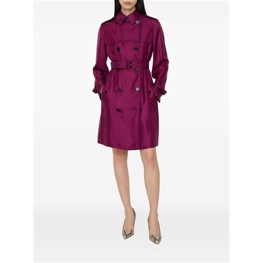 Burberry long silk foxfield trench coat - viola