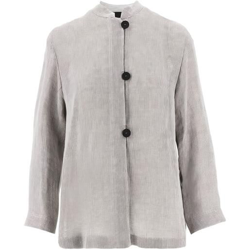 Emporio Armani textured band-collar jacket - grigio