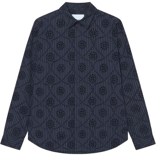 Les Deux camicia in pizzo sangallo con motivo a righe - blu