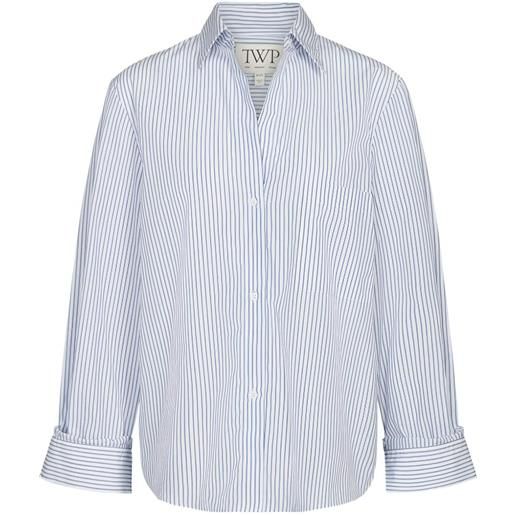 TWP t-shirt a righe con tasca applicata - bianco