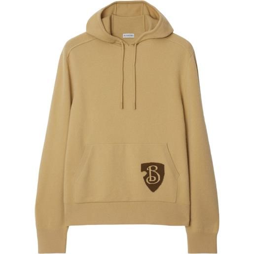 Burberry felpa con cappuccio b shield - toni neutri