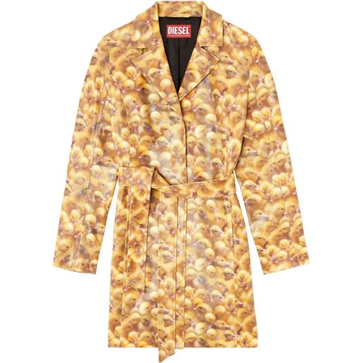 Diesel cappotto g-oji con cintura - giallo