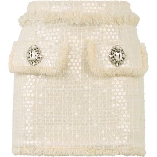 Philipp Plein minigonna in tweed con paillettes - toni neutri