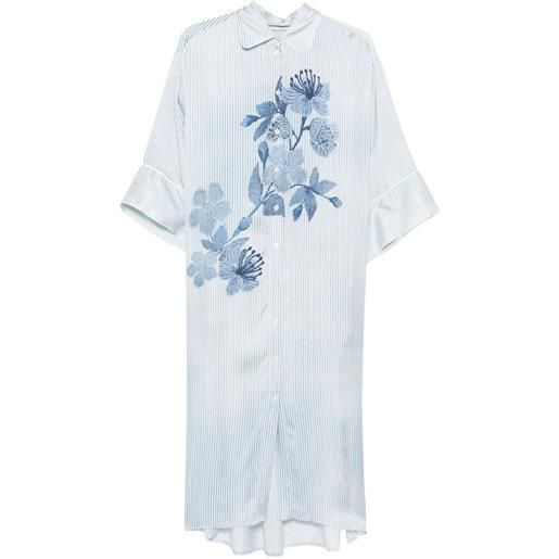 ERMANNO FIRENZE floral-print striped shirt midi dress - bianco