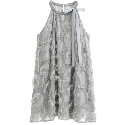 b+ab fringe-detailed halter-neck mini dress - grigio
