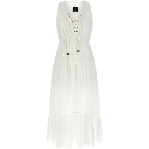 PINKO abito lungo con balze - bianco