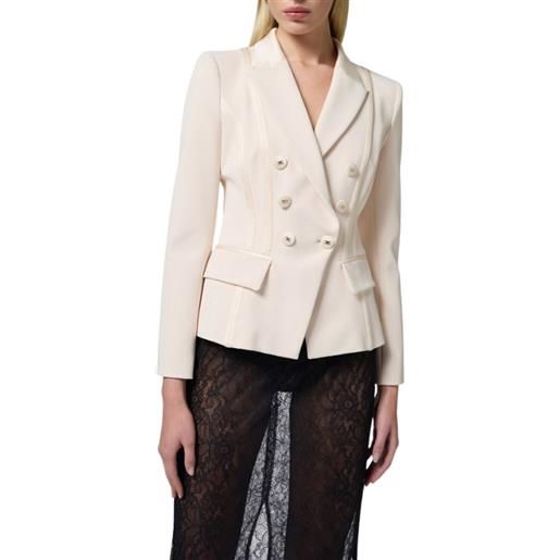 ELISABETTA FRANCHI giacca in crepe con dettagli in raso - gi14251e2 - burro