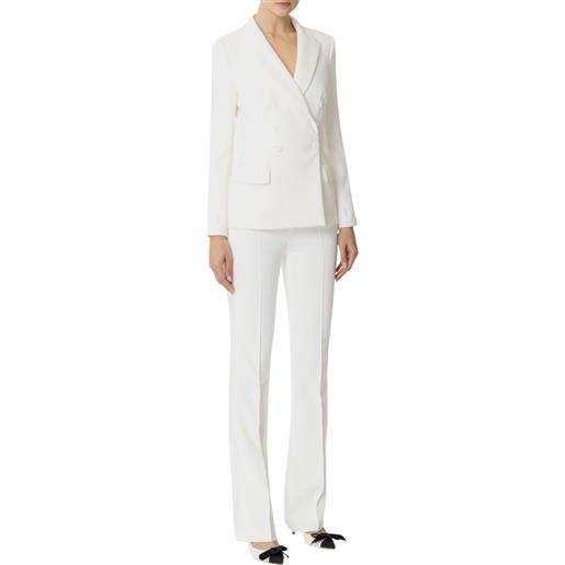 ELISABETTA FRANCHI tailleur doppiopetto in crepe con bande in raso - tp00251e2 - avorio