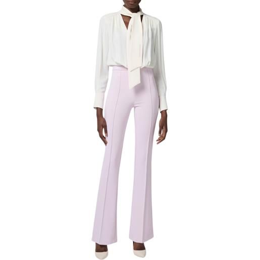 ELISABETTA FRANCHI tuta in georgette e crepe con piping - tu04251e2 - burro