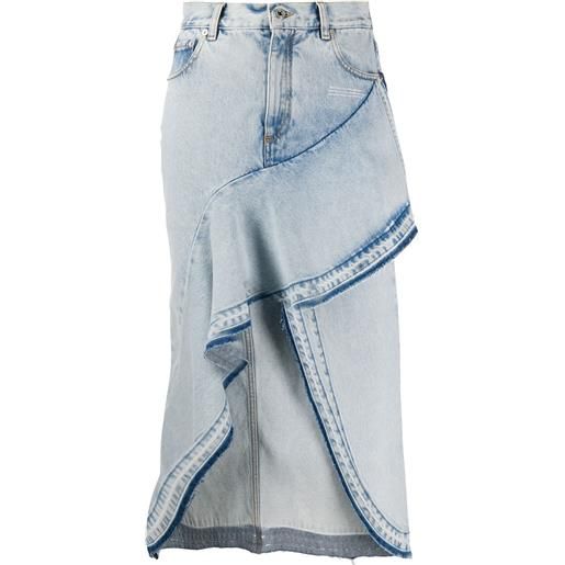 Off-White gonna asimmetrica con ruches - blu