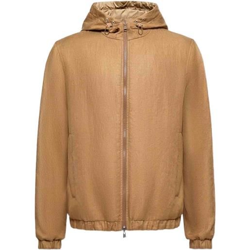 Moncler giacca a vento duguay con applicazione logo - marrone