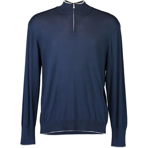 Eleventy maglione con mezza zip - blu