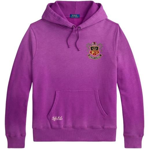 Polo Ralph Lauren felpa con ricamo e cappuccio - viola