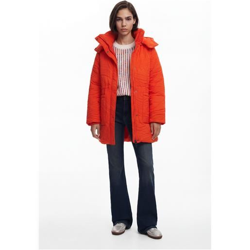 Desigual, cappotto imbottito con texture, outlet, poliammide, arancione, l