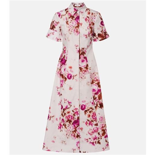 Erdem abito chemisier in cotone con stampa floreale