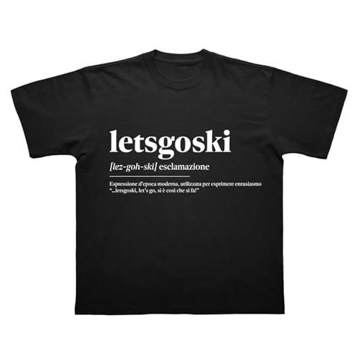 LETSGOSKI maglia nera t-shirt con stampa definizione dizionario trend italiano gamer cotone manica corta girocollo abbigliamento casual streetwear idea regalo unisex taglie adulto