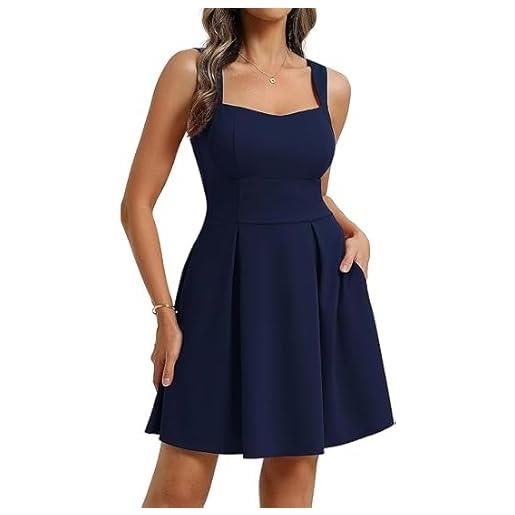 Snovoer Abito estivo da donna, corto con maniche, vintage, rockabilly