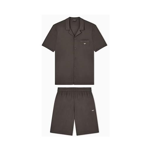 Emporio armani camicia uomo deluxe+shorts pigiama grigio l