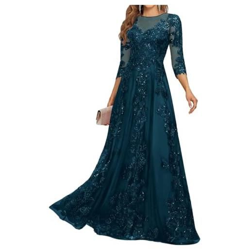 SAYNO abito da sposa con applique in pizzo per abiti da sposa abiti da cocktail in tulle taglie forti, pavone, 64 più
