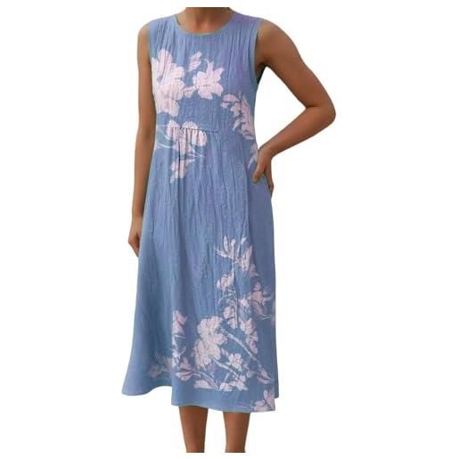 RYTEJFES vestiti estivi donna vestito estivo donna vestito lungo lunghi cotone elegante corto abito abiti curvy da casa maniche corte lino eleganti mare women maglina 4xl cerimonia prendisole smanicato