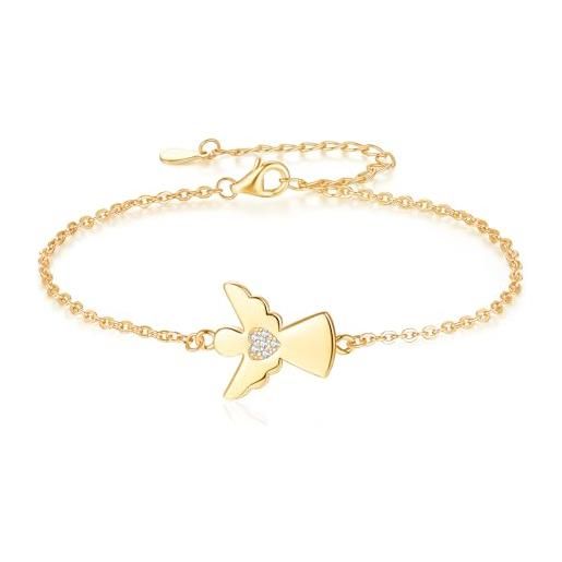 J.MUEN Bracciale Donna Angelo Custode In Argento 925 - Inciso 'Sempre Nel Mio Cuore' - Regalo Sentimentale Con Cofanetto