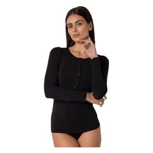 Lovable maglia manica lunga collo tondo serafino con bottoncini in micromodal elasticizzato - morbido e traspirante - maglieria donna