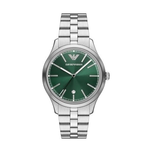 Emporio Armani orologio per uomo, movimento al quarzo con data a tre lancette e cassa da 41 mm con cinturino in acciaio o pelle