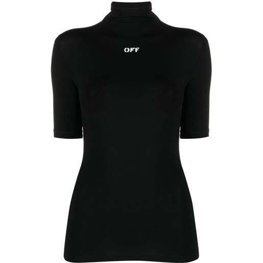Off-White t-shirt a collo alto con stampa - nero