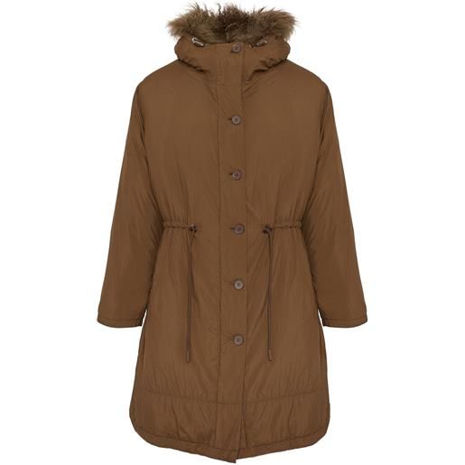 Yves Salomon parka con bordo in shearling - marrone
