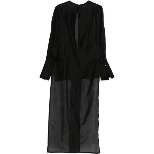 DARKPARK camicia marine asimmetrica semi trasparente - nero