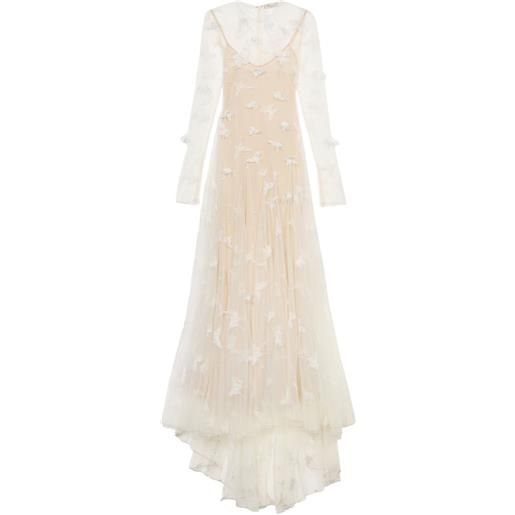 Blumarine abito lungo con applicazione - toni neutri