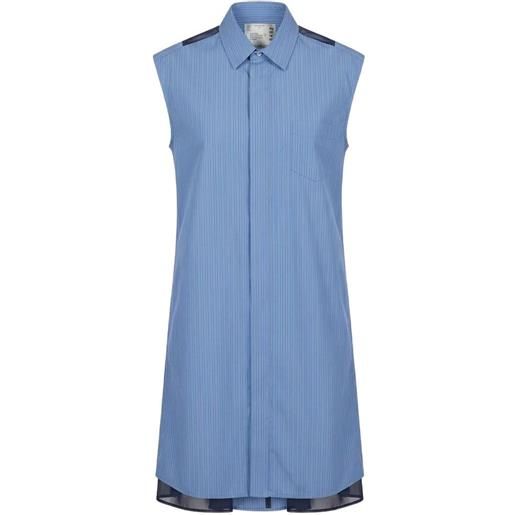 sacai abito plissettato a righe - blu