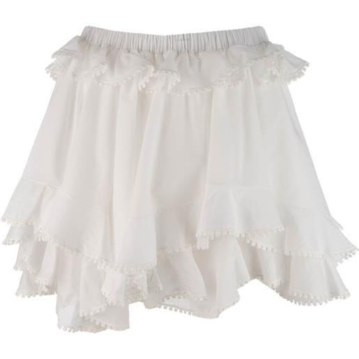 Les Filles d'Eva minigonna con ruches - bianco