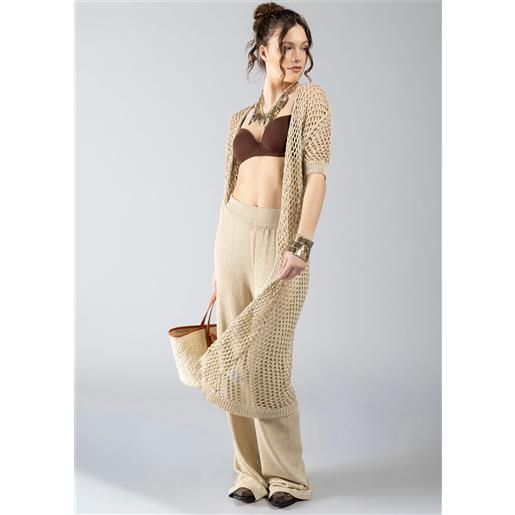 Denny Rose cardigan lungo traforato gold