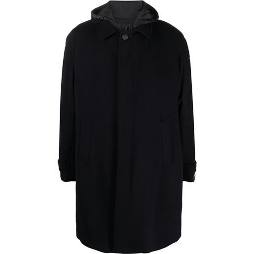 Corneliani cappotto monopetto con cappuccio - blu