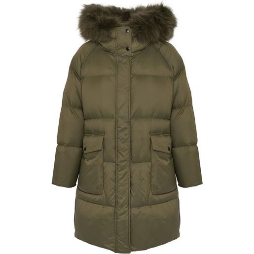 Yves Salomon cappotto con bordo in shearling - verde