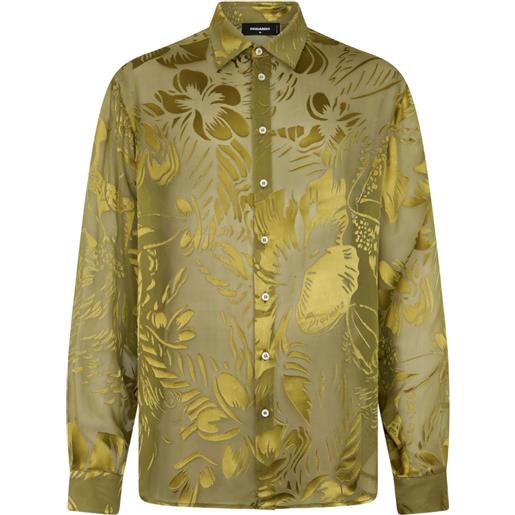DSQUARED2 camicia dancing flowers - verde