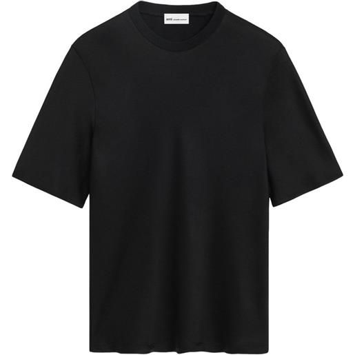 AMI Paris blusa a maniche corte in raso - nero