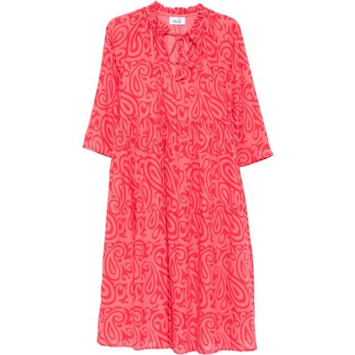 Niu abito midi con stampa paisley - rosso