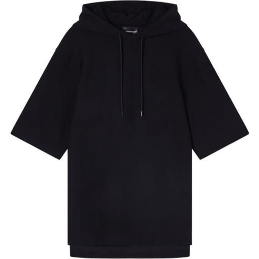 Emporio Armani felpa con cappuccio e maniche corte - nero