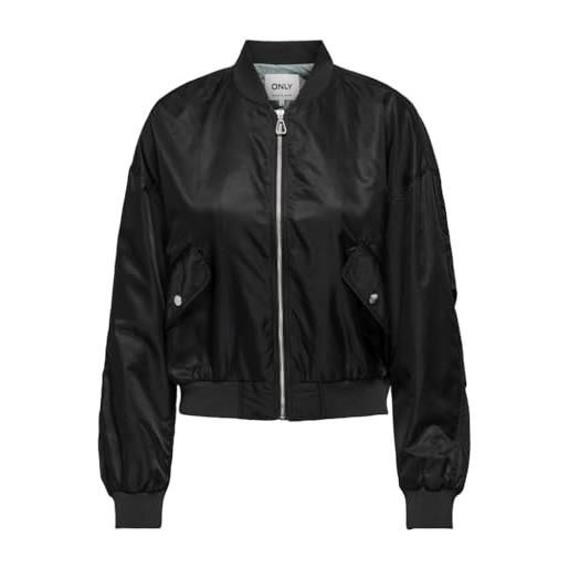ONLY onltatjano - giacca bomber da donna cc otw, colore nero, dettaglio: cloud dancer, l, black/detail: cloud dancer, l