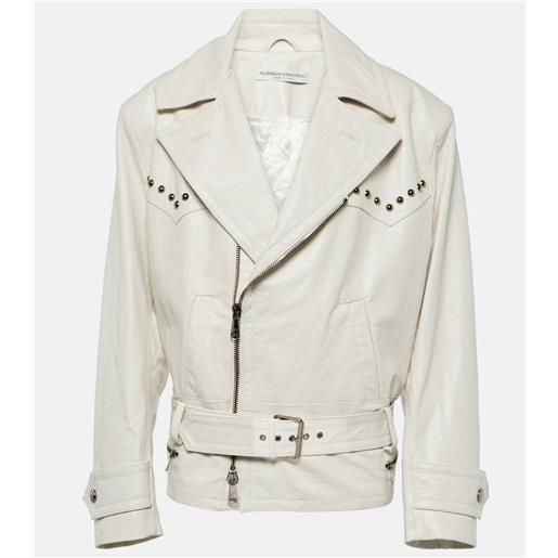 Alessandra Rich giacca in pelle con stampa coccodrillo