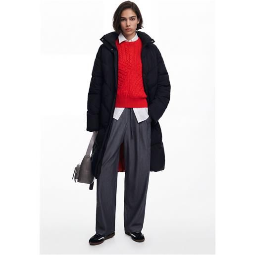 Desigual, cappotto lungo imbottito, outlet, poliammide, nero, l