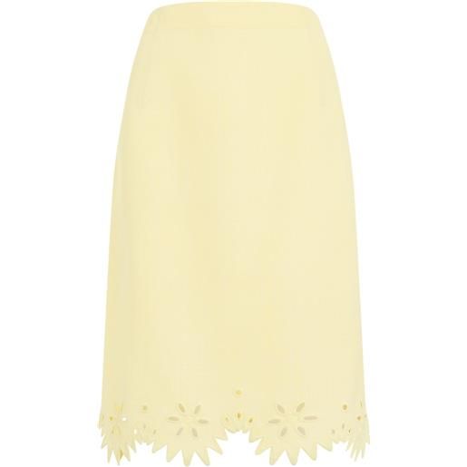 Bottega Veneta grainy english embroidery midi skirt