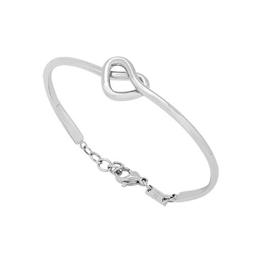Breil, Collezione Big Heart, Choker Donna con Cordino in Camoscio Nero Dotato di un Elemento Bombato in Acciaio Lucido a Forma di Cuore, Finalini in Acciaio, Lunghezza 110 cm
