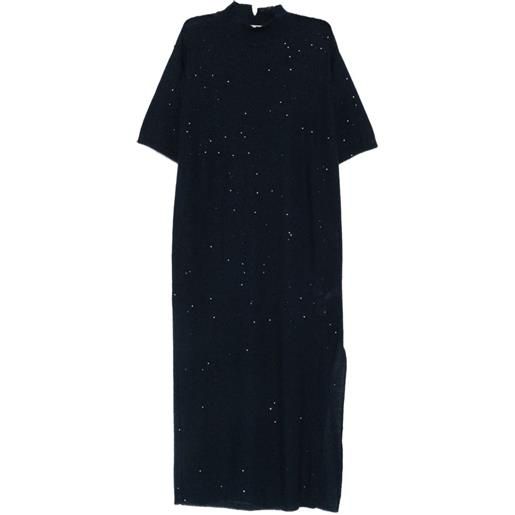 Antonelli abito garofano midi con paillettes - blu