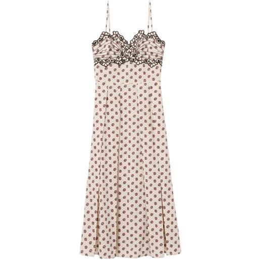 Claudie Pierlot abito midi a fiori - toni neutri