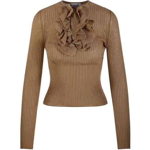 Nude blusa a coste con ruches - toni neutri